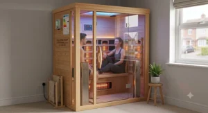Energy efficient full spectrum infrared sauna designed for low running costs in British homes under 1500 pounds