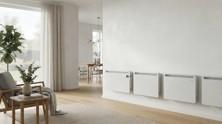 Sleek near infrared sauna panels mounted neatly on a modern white wall inside a British home