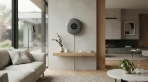 Near infrared sauna panels mounted in a modern British living room for home wellness